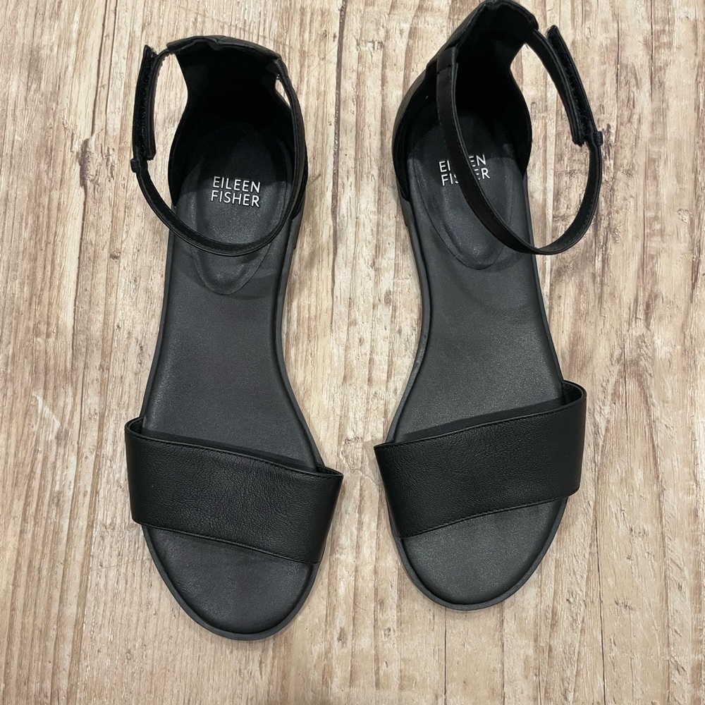 Eileen Fisher Razz Black Ankle Sandals